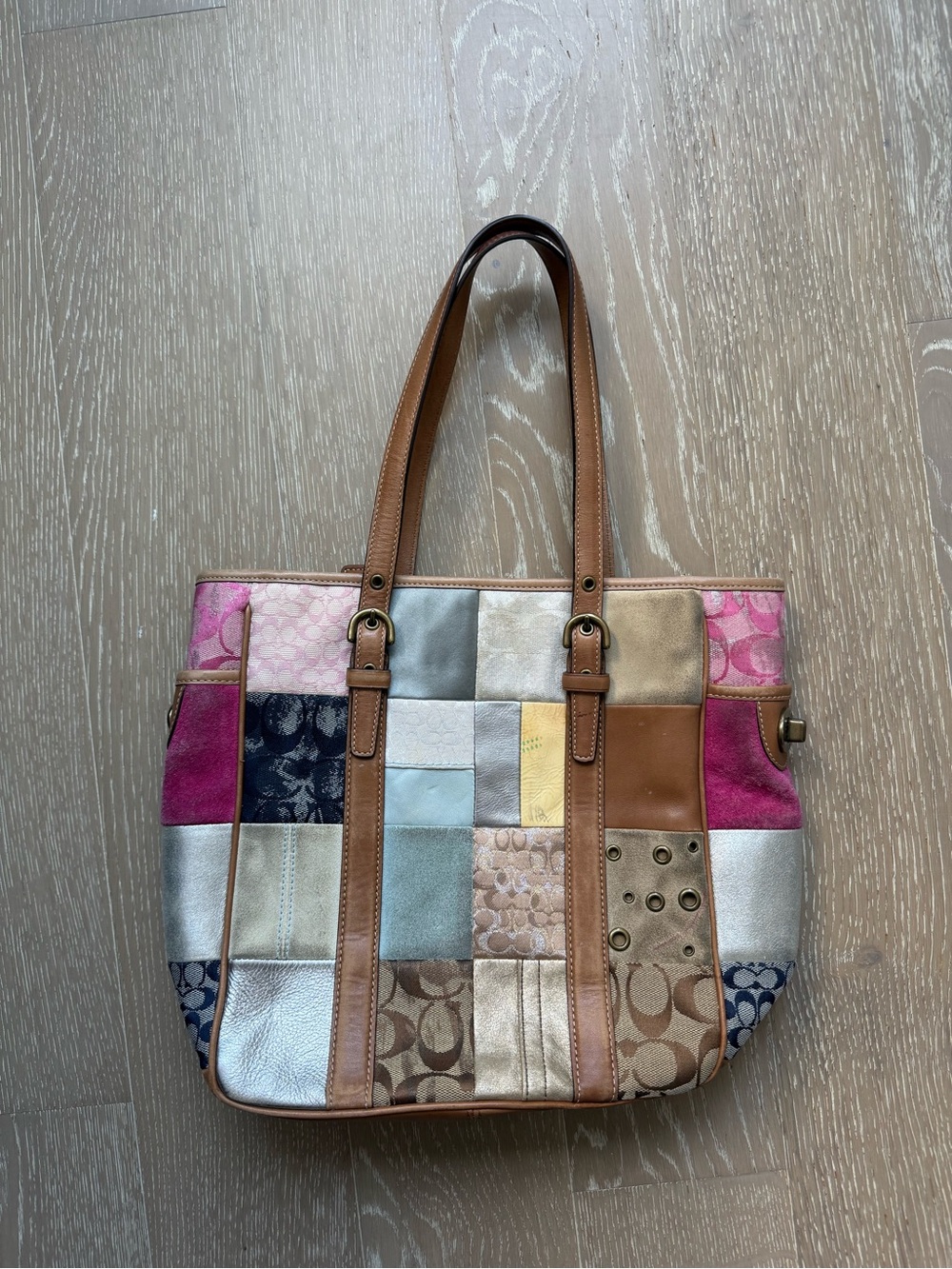 RARE VTG Coach Patchwork Y2K Shoulder Bag - Picture 2 of 3
